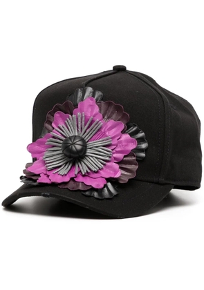 DSQUARED2 floral-appliqué baseball cap - Black