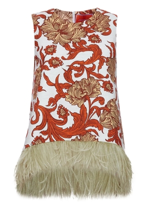 La DoubleJ La Scala feather-detail top - Red