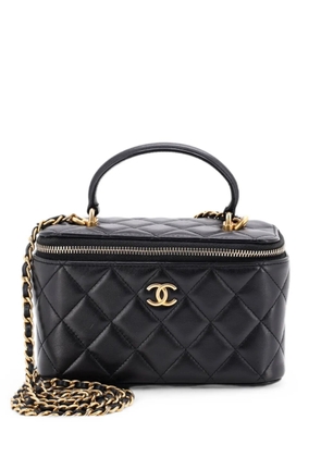 CHANEL Pre-Owned Classic Top Handle Vanity Case with Chain Quilted Lambskin Small crossbody bag - Black