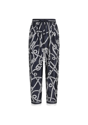 Dolce & Gabbana Marina-print silk twill Vanity trousers - Blue