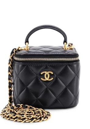CHANEL Pre-Owned Classic Top Handle Vanity Case with Chain Quilted Lambskin Mini crossbody bag - Black