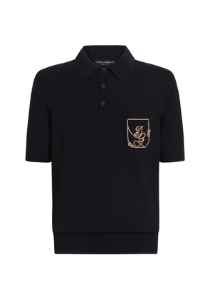 Dolce & Gabbana virgin wool polo shirt with logo - Blue