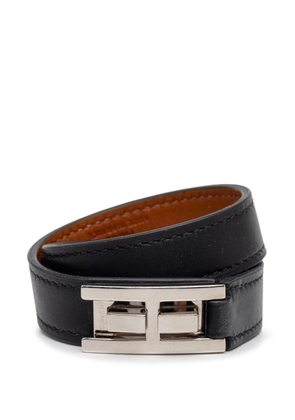 Hermès Pre-Owned 2016 Leather Drag Double Tour Wrap Bracelet T1 costume bracelet - Black