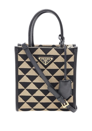 Prada Pre-Owned 2013-2026 Mini Embroidered Jacquard Symbole Triangolo satchel - Brown