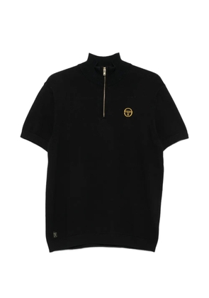 Sergio Tacchini logo-embroidered zip-neck polo shirt - Black