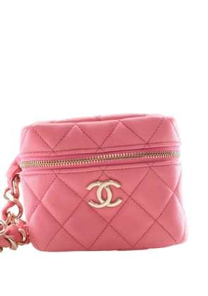 CHANEL Pre-Owned 2021 Quilted Lambskin Cube Chain Wristlet Case vanity bag - Pink