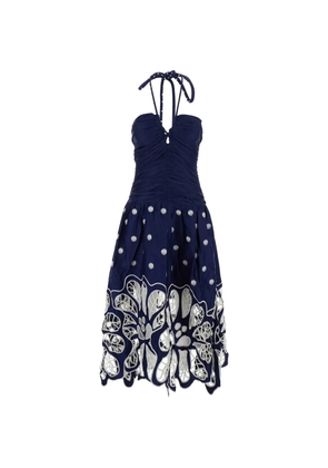 FARM Rio embroidered cut-out midi dress - Blue