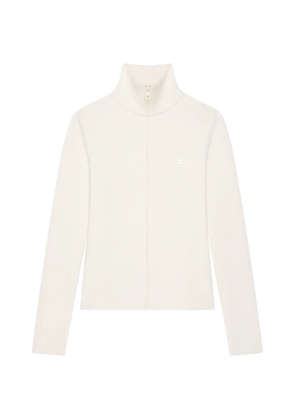 Courrèges logo embroidered zipped cardigan - Neutrals