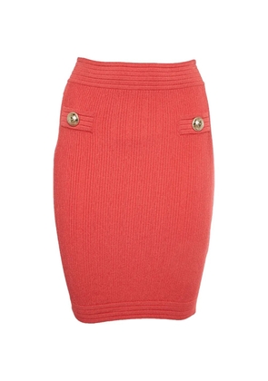 Balmain Pre-Owned ribbed pencil skirt - Red