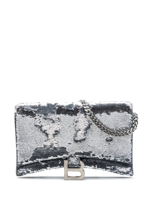 Balenciaga Pre-Owned 2021-2026 Nappa Sequin Hourglass Wallet on Chain crossbody bag - Silver