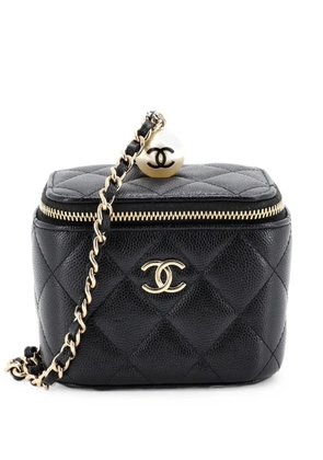 CHANEL Pre-Owned Classic Pearl Vanity Case with Chain Quilted Caviar Mini clutch bag - Black