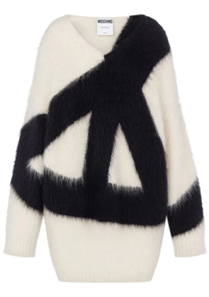 Moschino V-neck virgin wool-mohair blend dress - Neutrals