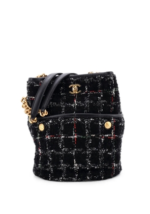 CHANEL Pre-Owned CC Turnlock Chain Tote Quilted Tweed Small bucket bag - Black