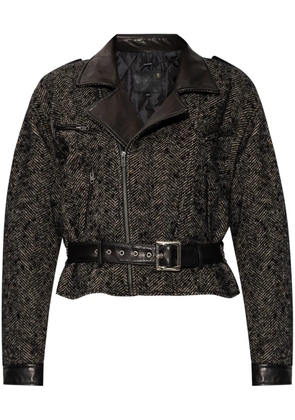 R13 herringbone-pattern biker jacket - Black
