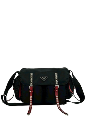 Prada Pre-Owned 2013-2026 Tessuto Studded Double Buckle Messenger Bag crossbody bag - Black
