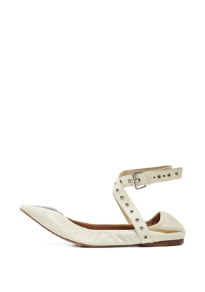 Valentino Garavani Pre-Owned Love Latch leather ballet flats - White