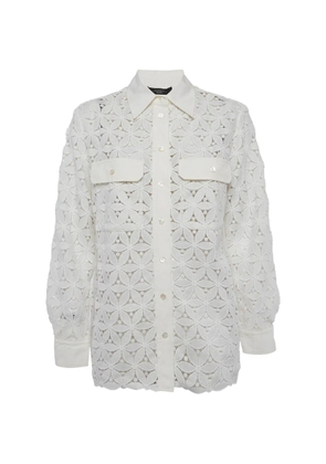 Weekend Max Mara Afona floral-detail macrame shirt - White