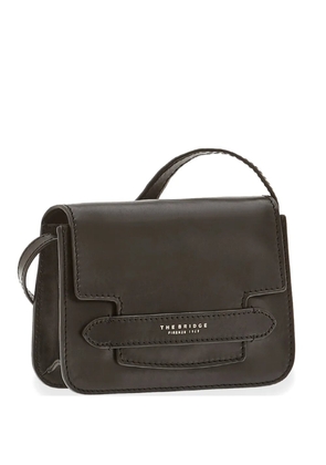 The Bridge logo-print leather cross body bag - Black