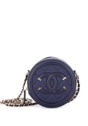 CHANEL Pre-Owned Filigree Round Clutch with Chain Quilted Caviar Mini crossbody bag - Blue
