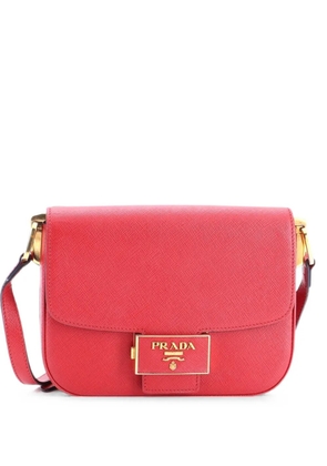Prada Pre-Owned Embleme Flap Bag Saffiano Leather Small shoulder bag - Red