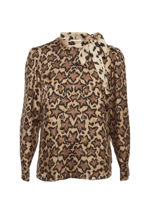 Red Valentino Vintage leopard-print pussy-bow blouse - Brown