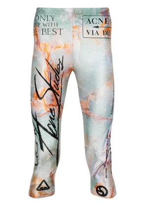 Acne Studios marble artwork-print cropped leggings - Green