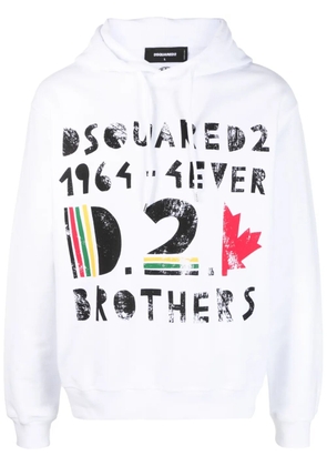 DSQUARED2 logo-print cotton hoodie - White
