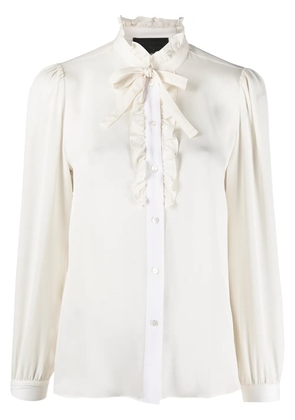Nili Lotan ruffle-trim silk blouse - Neutrals