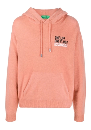 DSQUARED2 logo-embroidered cashmere hoodie - Orange
