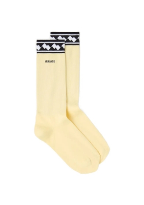 Versace logo-motif ribbed socks - Yellow