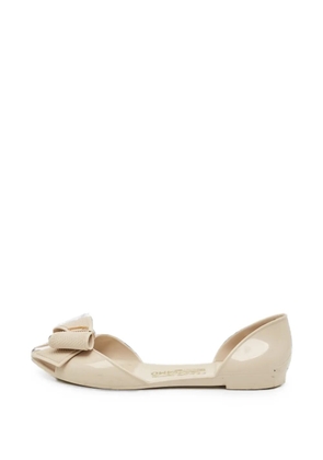 Ferragamo Pre-Owned d'Orsay bow-detail ballet flats - Neutrals