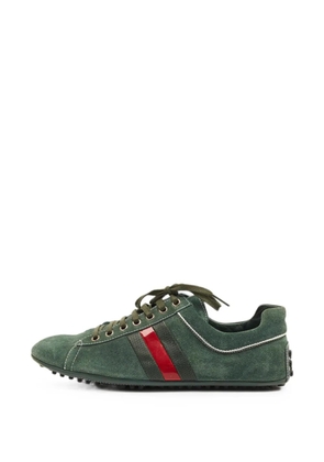 Gucci Pre-Owned Web-detail suede sneakers - Green