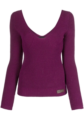 DSQUARED2 logo-patch ribbed jumper - Purple