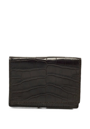 Smythson croc-embossed flap card case - Brown