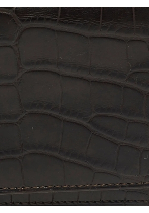 Smythson croc-embossed flap card case - Brown