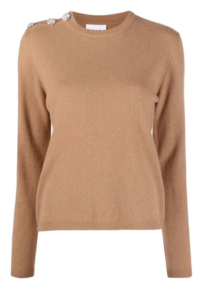 GANNI rhinestone-embellished knitted jumper - Neutrals