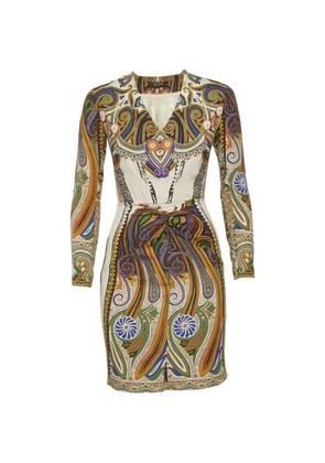 Etro Pre-Owned paisley-print V-neck mini dress - Neutrals