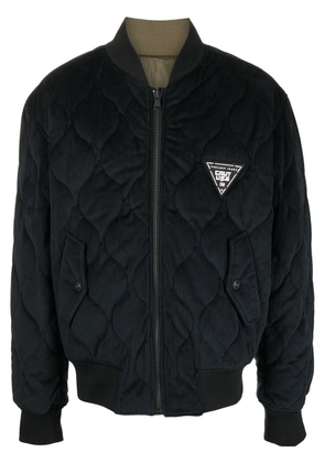 Versace Jeans Couture logo-patch quilted bomber jacket - Black