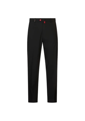 Kiton logo-patch elasticated-waistband trousers - Black