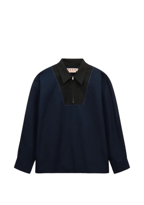 Marni deep blue poplin shirt with zipper bib