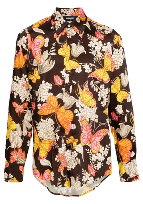 DSQUARED2 butterfly-print satin shirt - Brown