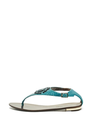 Roberto Cavalli Vintage python-embossed thong sandals - Blue