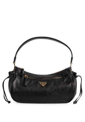Prada small logo-plaque drawstring shoulder bag - Black