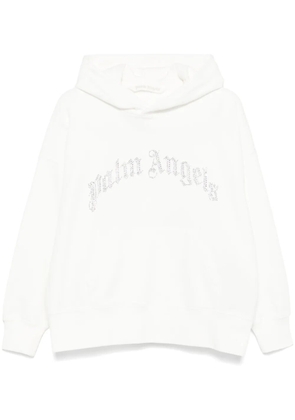 Palm Angels crystal-embellished logo hoodie - White