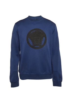 Versace Pre-Owned Medusa leather-trim sweatshirt - Blue