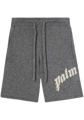 Palm Angels logo knitted shorts - Grey