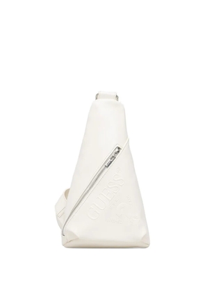 GUESS USA Agata logo-embossed triangular sling bag - White
