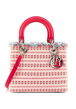 Christian Dior Pre-Owned Lady Dior Bag Woven Tweed with Cannage Quilt Lambskin Medium tote bag - Pink