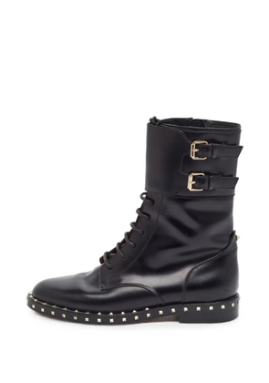 Valentino Garavani Pre-Owned Rockstud leather combat boots - Black