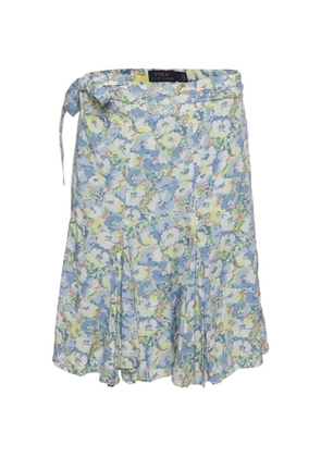 Polo Ralph Lauren Vintage floral-print wrap-style mini skirt - Blue